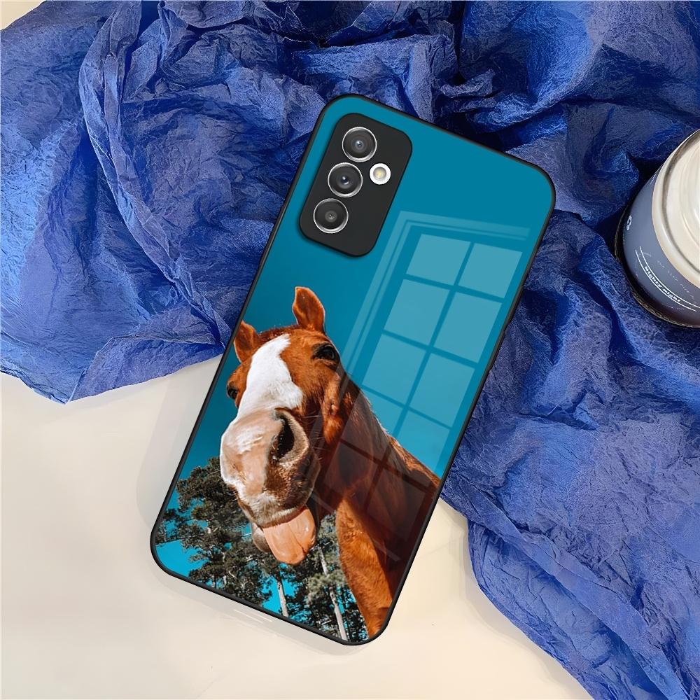 

Animal Horse Phone Case for Samsung S24 S30 S21 S23 S20 S22 Fe S10 E S9 Note 20 10 Pro Ultra Plus glass Cover Samsung S23Plus