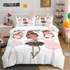 Ballerina Girls Duvet Cover King Size Princess Comforter Microfiber Dancing with Swans Pattern Quilt Cover Set