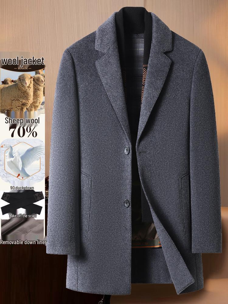 Men's Mid-Length Woolen Coat - Autumn/Winter Suit Collar Business Casual