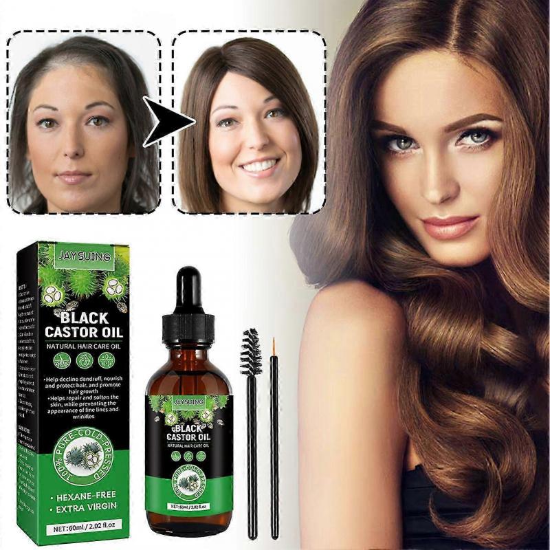 Black Castor Oil for Long Thick Hair, Smoothing Dry Hair Deep Nourishing Natural Hair Oil, Hair Growth Treatment for Men Women