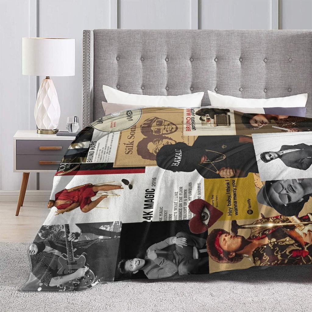 Bruno Mars Collection Blankets Flannel Decoration Multi-function Lightweight Thin Throw Blankets for Bed Car Rug Piece