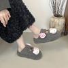 Mode niedlich Cartoon Klettverschluss Tasche Kopf flauschige Hausschuhe Damen 2025 Herbst und Winter neu Zuhause dicker Boden Indoor Baumwolle Mopp