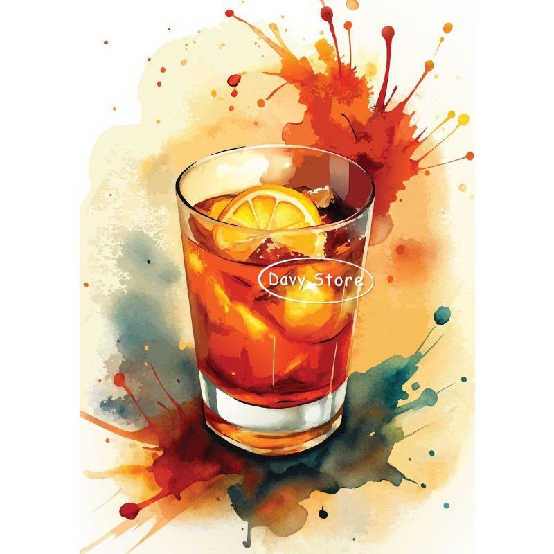 

Cocktail Splash Kitchen Drinks Color Posters and Prints Canvas Painting Wall Art Picture for Dining Room Home Decor Cuadros 21cm×30cm NoFrame