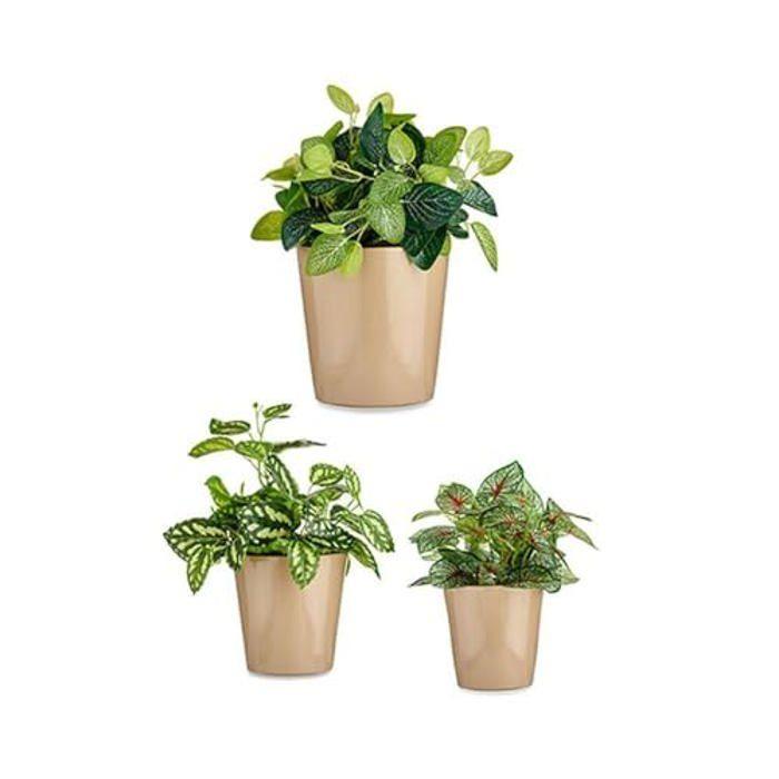 Set De Pots De Fleurs - Ibergarden - 3 Pièces - Beige - Ø 14 Cm, Ø 17 Cm, Ø 22 Cm - Conique