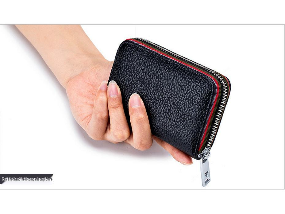 Stylish RFID Accordion Leather Card Holder with Zipper
