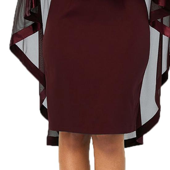 Dress Mesh Stitching Slim-fit Polyester Women Fashion Cape Dress for Banquet
