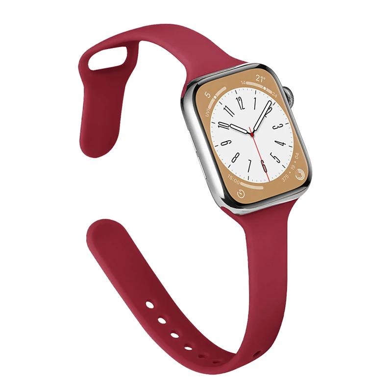 Slim Strap for Apple Watch Band 44mm 40mm 38mm 42mm Ultra 49mm Silicone Bracelet Correa iWatch Series 6 Se 5 4 3 7 8 45mm 41mm