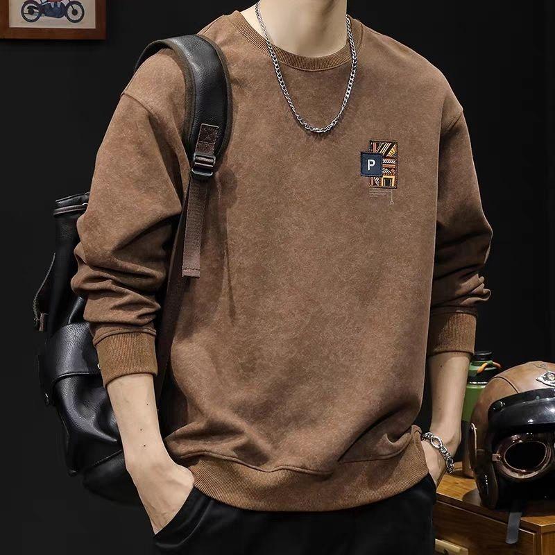 

Осенне-зимние топы Этнический стиль Мужские толстовки Новый национальный тренд Тяжеловесная С длинным рукавом Круглый вырез Базовая футболка L коричневый