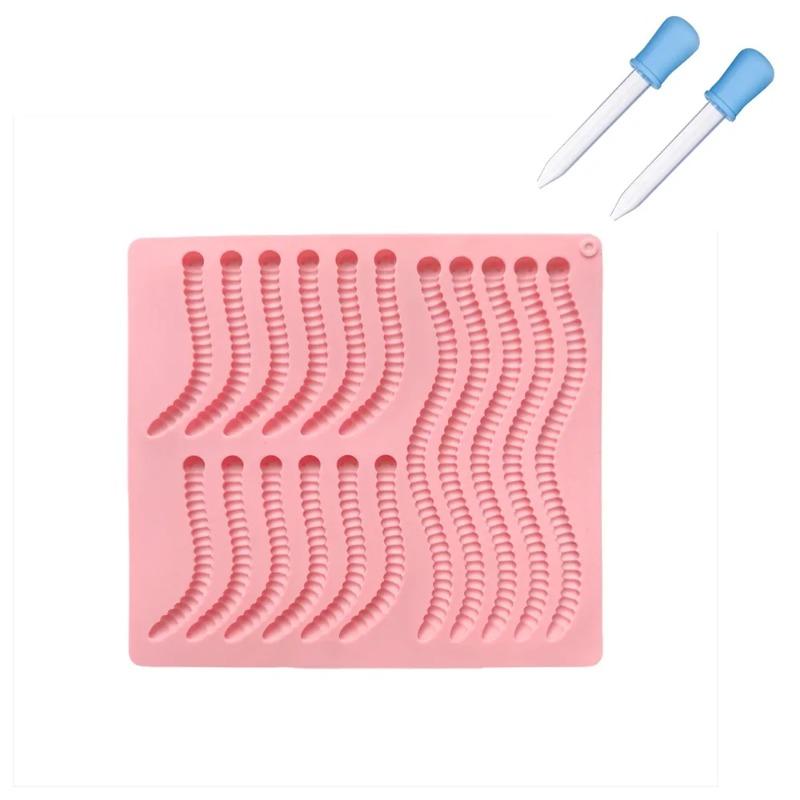 Silicone Gummy Worm Mold Non-Stick Design for Easy Release DIY Chocolate Candy Maker Ice Grid Tray for Baking Pudding Biscuits