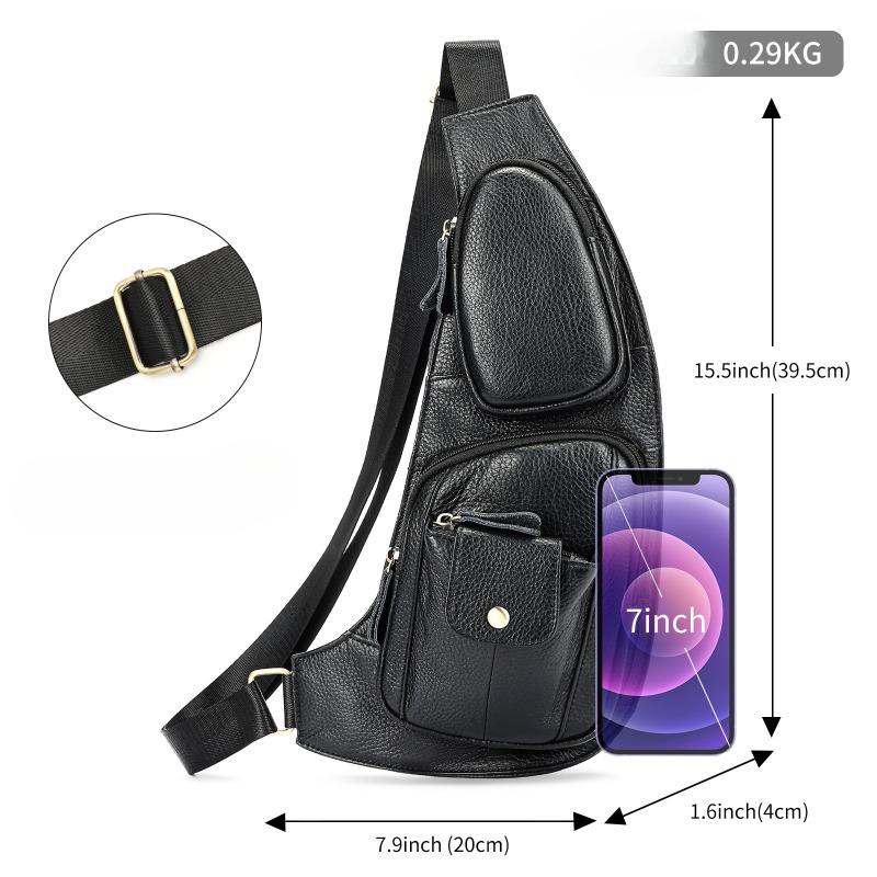 Retro Genuine Leather Chest Bag Top-grain Cowhide Casual Single-shoulder Crossbody Bag Sports Chest Bag