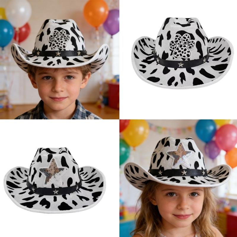 Comfortable Western Cowboy Cap for Boys and Girls with Stud Detail and Breathable Fabric for Daily Wear and Theme Party