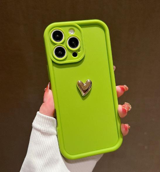 3D Gold Heart Silicone Soft Phone Case for IPhone 15 14 13 12 11 16 Pro Max XS XR 7 8 Plus SE 2020 Shockproof Candy Matte Cover