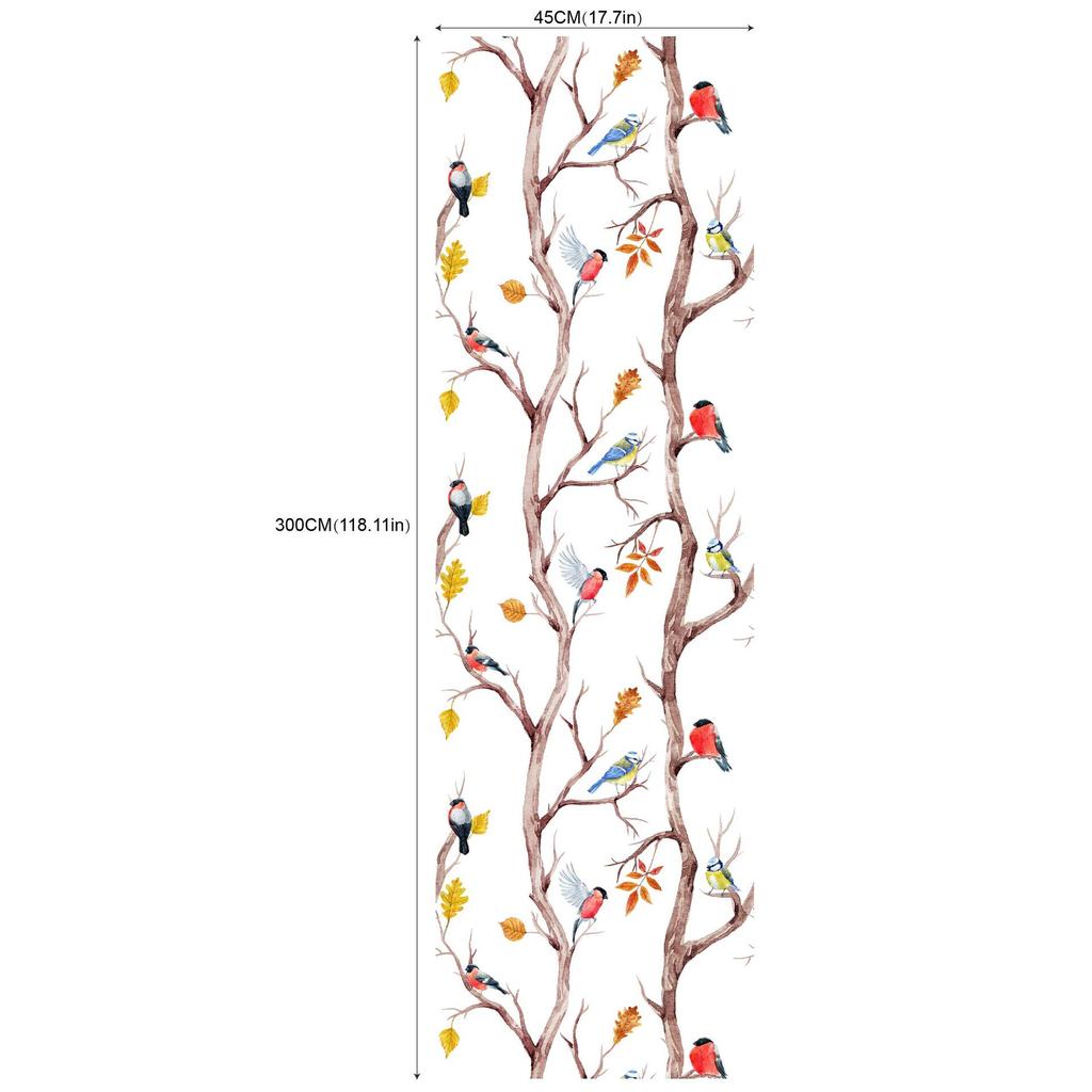 Self Adhesive Wallpapers Home Decor Bird on the Tree Pattern Bedroom Background Wallpaper Furniture Decorative Sticker
