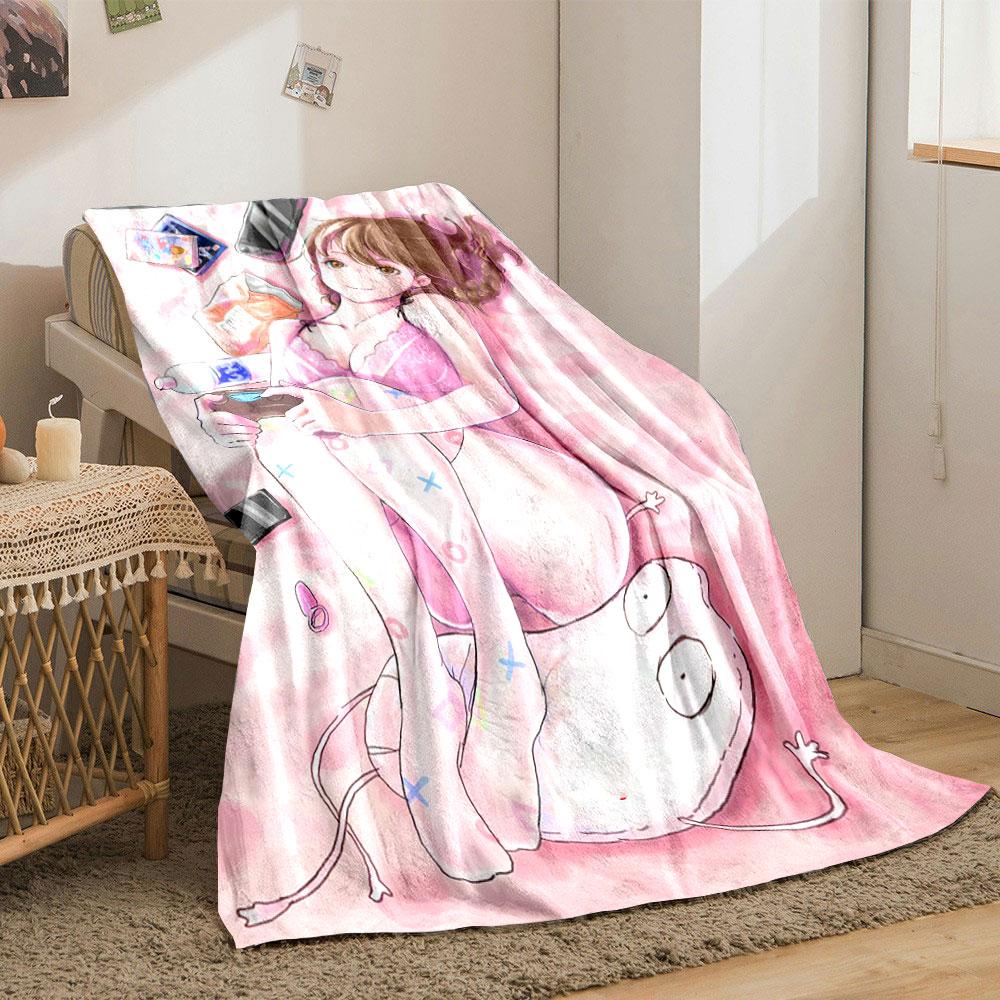 Cartoon Character Pink Cozy Throw bedroom Blanket for Livingroom Couch lunch break Soft Cozy throw for Friend's festival Gift