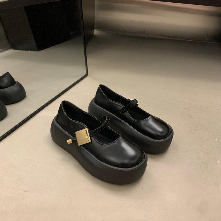 [Youshilai] Round Head Shallow Mouth Platform Loafers Women's Summer 2025 New Muffin Casual Versatile Single Shoes