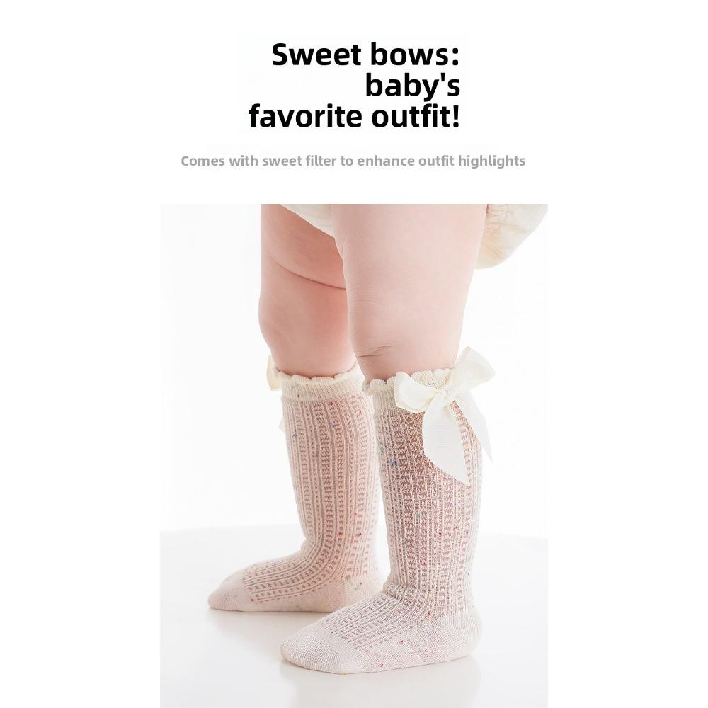 Summer Thin Mesh Baby Socks, A Class Cotton Newborn Socks with Big Bow Ruffle Edge Infant Toddler Socks