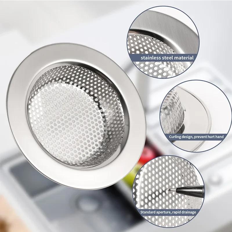 1/2Pcs Kitchen Sink Filter Stainless Steel Mesh Drain Stopper Sewer Mesh Strainers Bathroom Sink Strainer Drain Hole Filter Trap