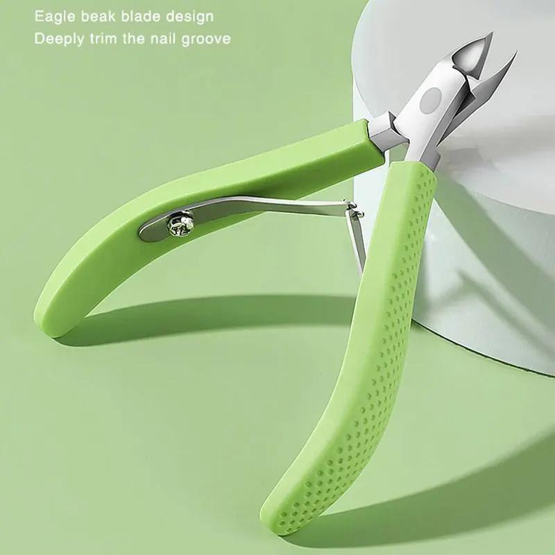 Silicone Handle Toenail Ingrown Nail Art Cuticle Nipper Clipper Edge Cutter Manicure Scissor Plier Pedicure Dead Skin Remover Anti Splash Nail Clipper