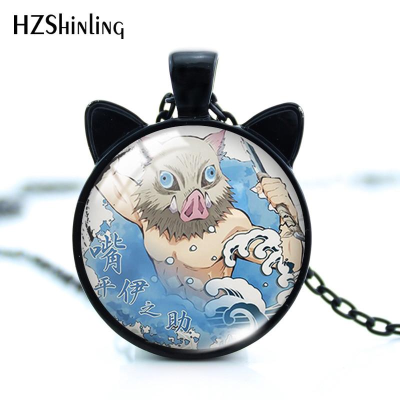 Unique Alloy Cat Ears Time Gem Necklace Featuring Nezuko And Tanjiro Design