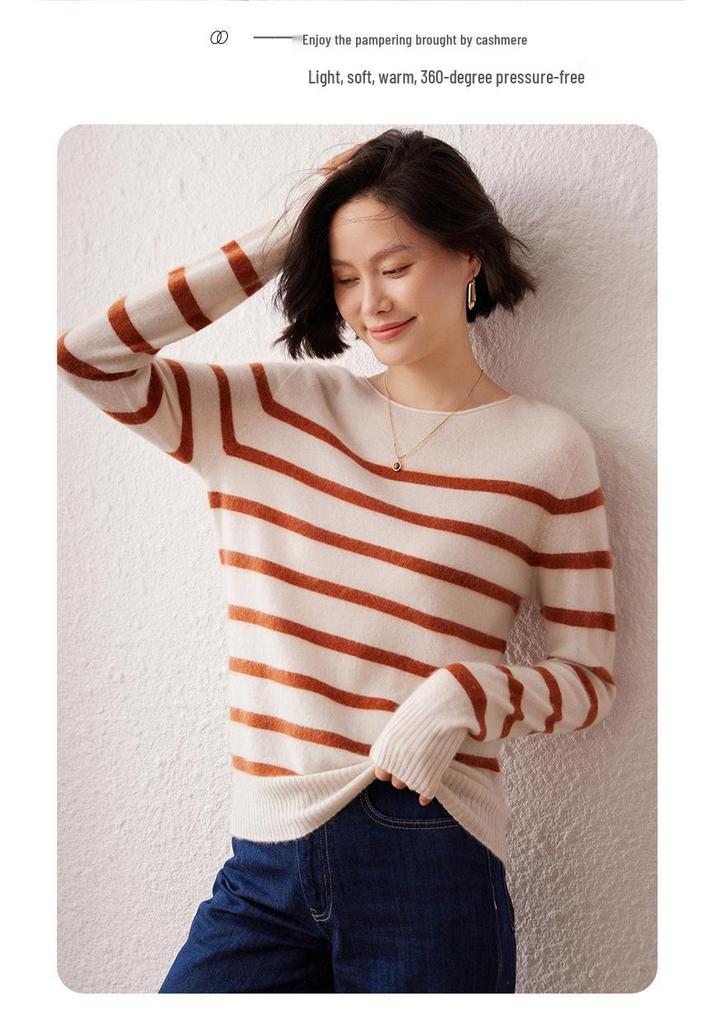 2026 Lokasha Women's Seamless Cashmere One-Piece Sweater, Round Neck Pullover, Base Layer, Autumn/Winter Knitwear.