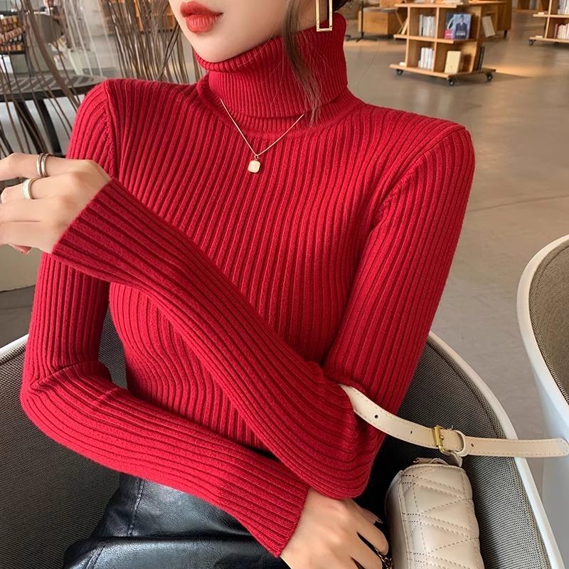 Solid Half High Collar Base Pullover Sweater for Women Autumn and Winter New Knitted Sweaters Long Sleeve Slim Fit Casual Woman Jumpers Tops 25055