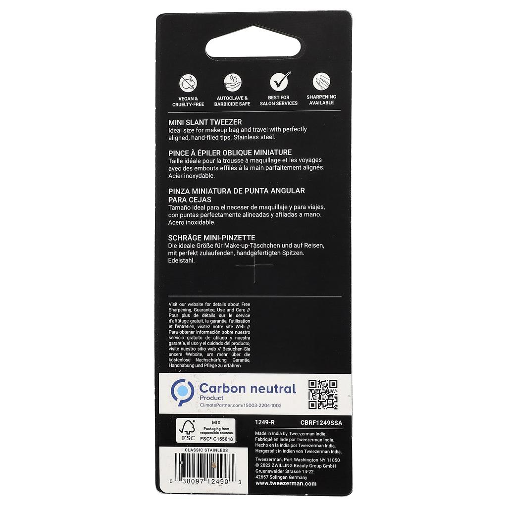TWEEZERMAN Mini Slant Tweezers, 1 Count