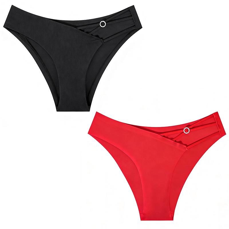 1PC Triangle Panties Breathable Underwear Mature-Fitting Hand Washable Exquisite Thin-strapped Design Daily Wear Black/Red