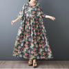 Kurzarm Plus Size Baumwolle Vintage Blumenmuster Neu in Kleidern für Damen lässig locker langes Sommerkleid