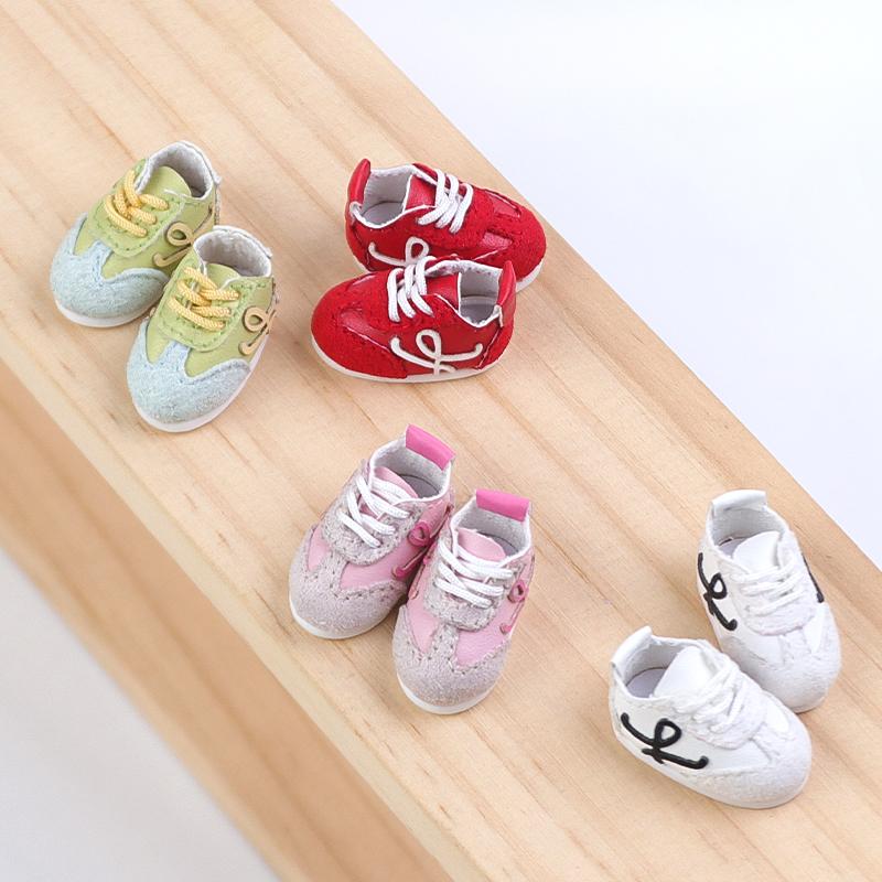 2Pcs 1:12 OB11 German Army Trainer Shoes Doll Classic Shoes Suit For Ob11 1/12 Bjd Detachable Doll Gsc DOD YMY Doll Accessories