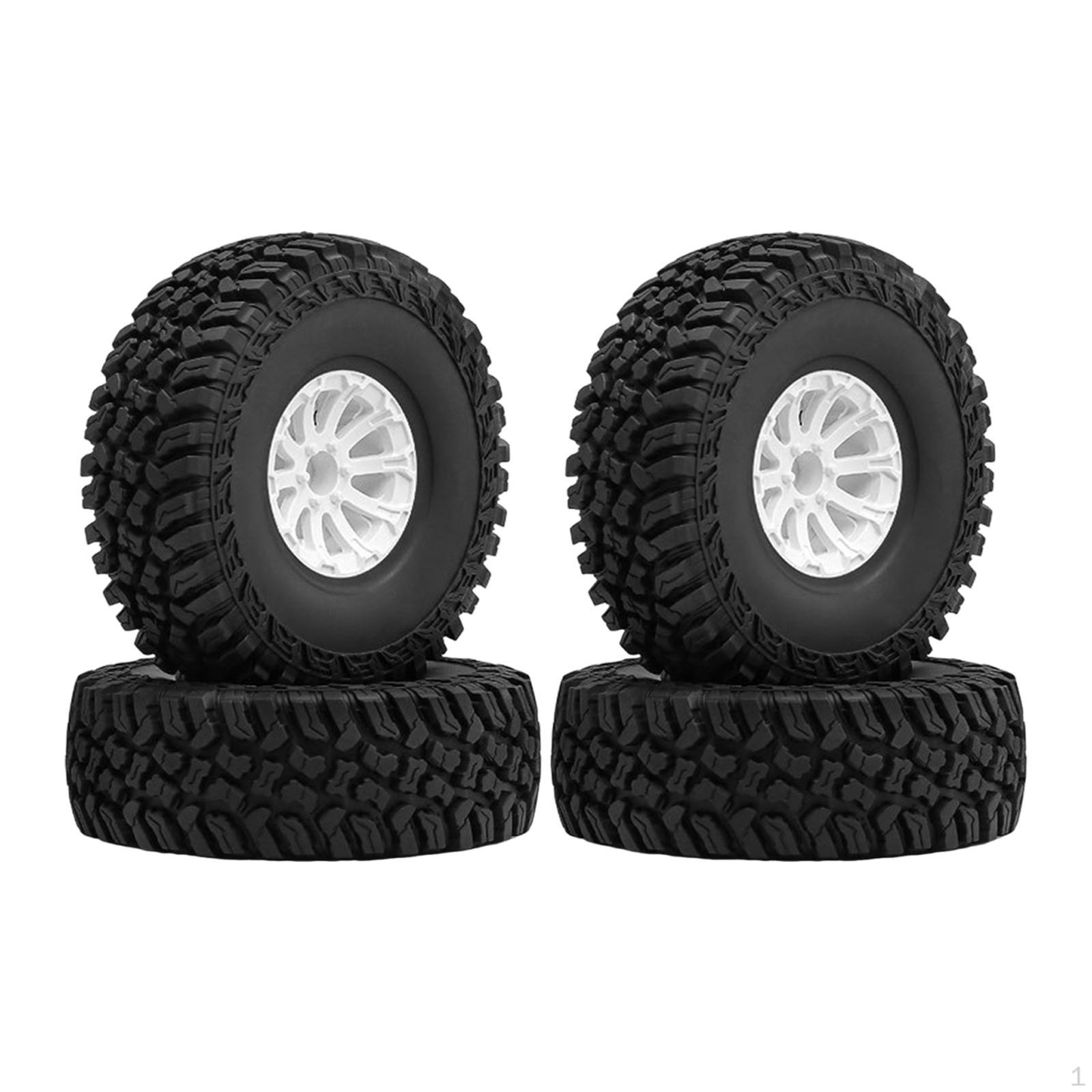 

4 Pieces 1/10 Model RC Crawler Tires Parts Accessory Repair Professional Rock Crawling for White Wheel Hub