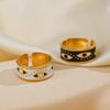Evil Eye White Black Enamel Stainless Steel Ring Trendy Women Men Gold Color Open Rings Amulet Zircon Birthday Gift Wholesale