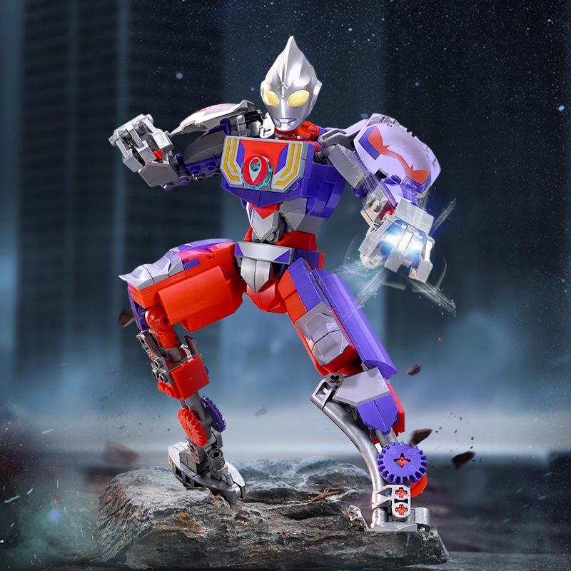 Ultraman Tiga Dimensional Mecha Building Blocks - Featuring Trigger, Decker, and Zett Figures