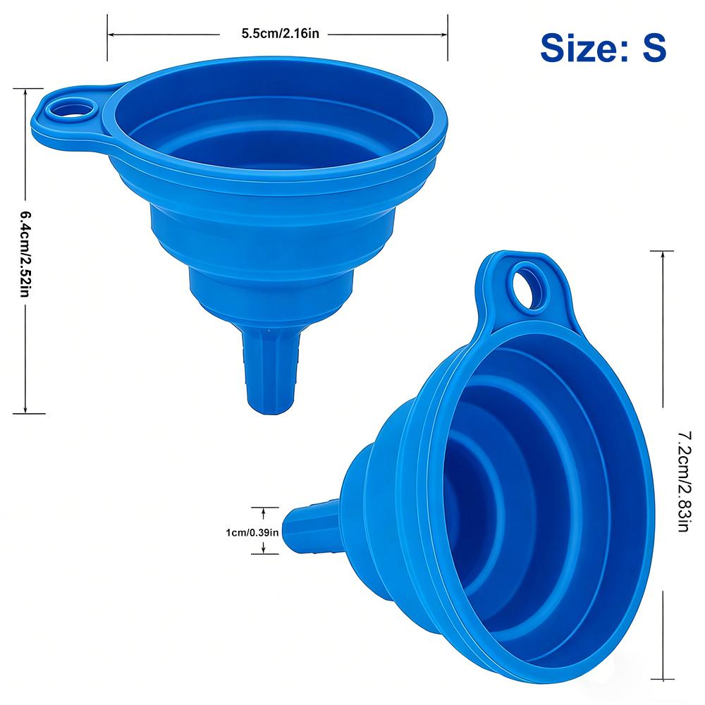 S/M/L Kitchen Silicone Collapsible Funnel Set of 3 Foldable-Cooking for Filling Bottles Perfume Capsules Fry Oil Filter