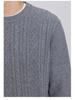 Men's Grey Cable Knit Pullover: 2024 Autumn/Winter, Round Neck, Slightly Loose, Long Sleeve Knitwear.