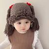 Breathable Kids Knitted Hat Elastic Newborn Headgear Personality Baby Braid Wig Hat  Versatile