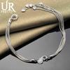 925 Sterling Silber Multi Schlange Kette Herz-förmigen Anhänger Armband Modische Hochzeit Schmuck