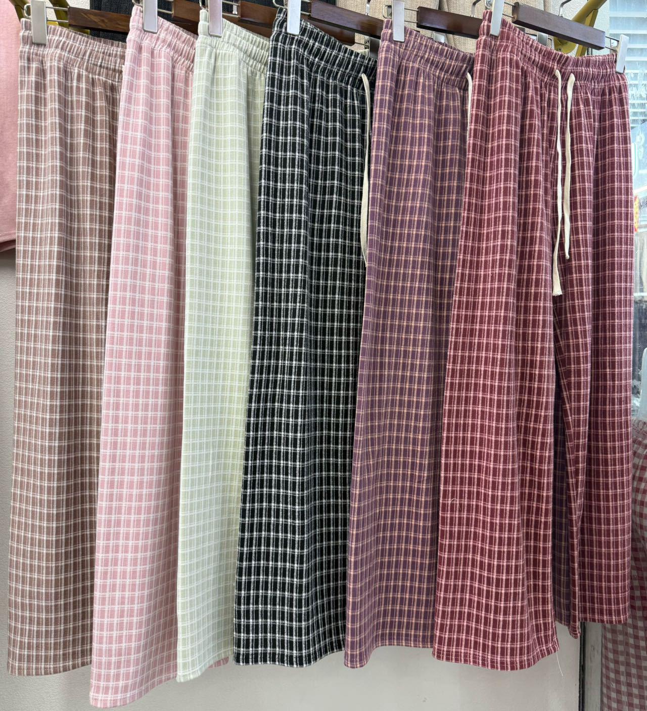 

2025 Fall/Winter German Velvet Plaid Drawstring Elastic Waist Straight-Leg Pants for Women One Size