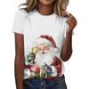Short sleeved T-shirt for women with Christmas tree print round neck