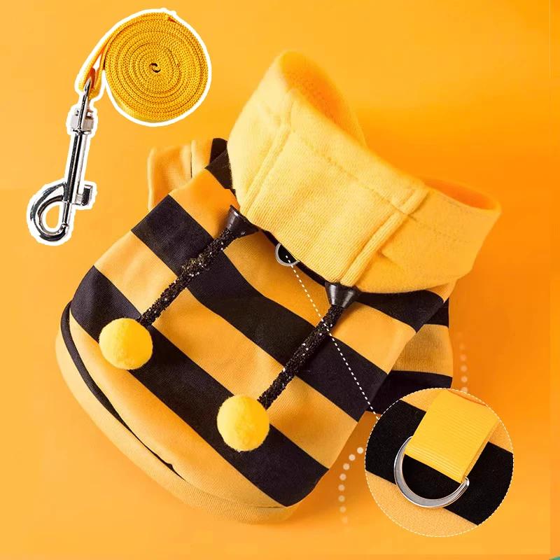 

Cat Bee Costume with Traction Soft Cat Holiday Cosplay Warm Clothes Pet Bee Halloween HoodiesFunny Outfits Clothes Pet Products XS(0.5-1.5KG)