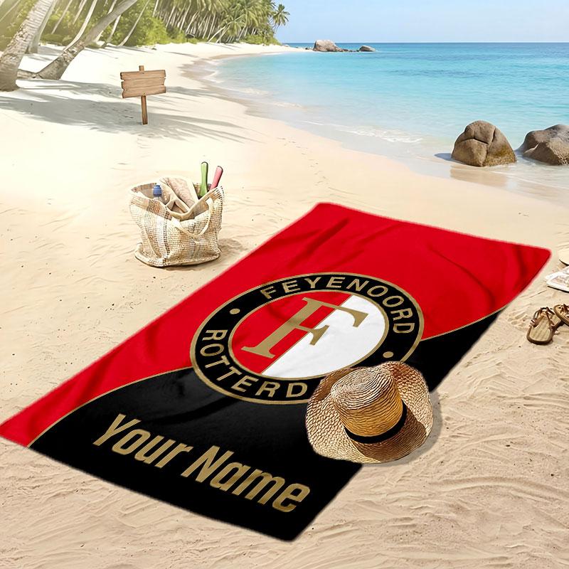 Asciugamano da Spiaggia Personalizzato Feyenoord Stampa Logo Calcio Supporto Nome Personalizzato Testo Asciugamano Assorbente Per Sport Viaggio Regalo Speciale
