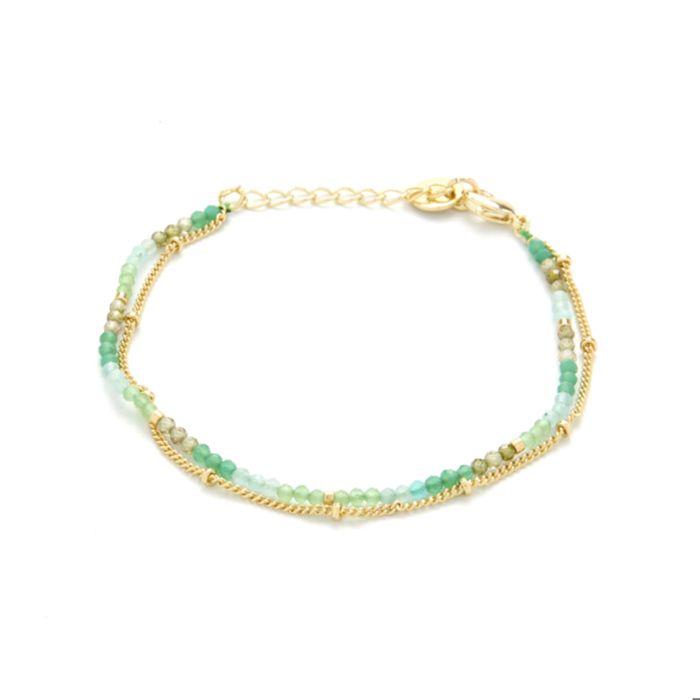 Bracelet - Luxenter - Aiel - Cristal Vert - Or Jaune 18 Carats - 15 Cm + 3 Cm D'extension