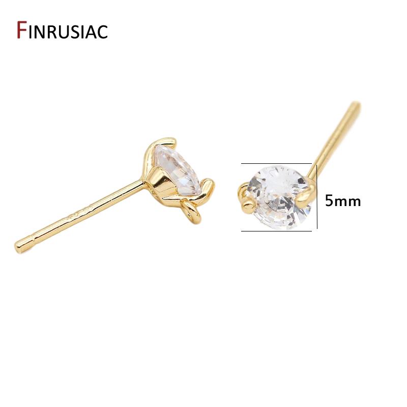 

Luxury Zircon Rhinestone Earring Making Findings 14K Gold Plated 925 Silver Needle Post Earrings Making Accessories