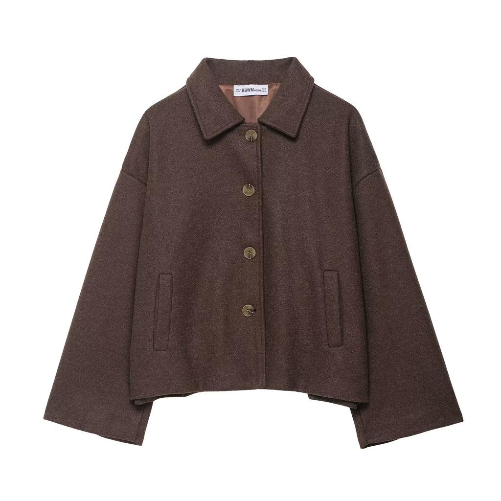 Women's Autumn and Winter Street Fashion Short Shirt Collar Lapel Woolen Coat