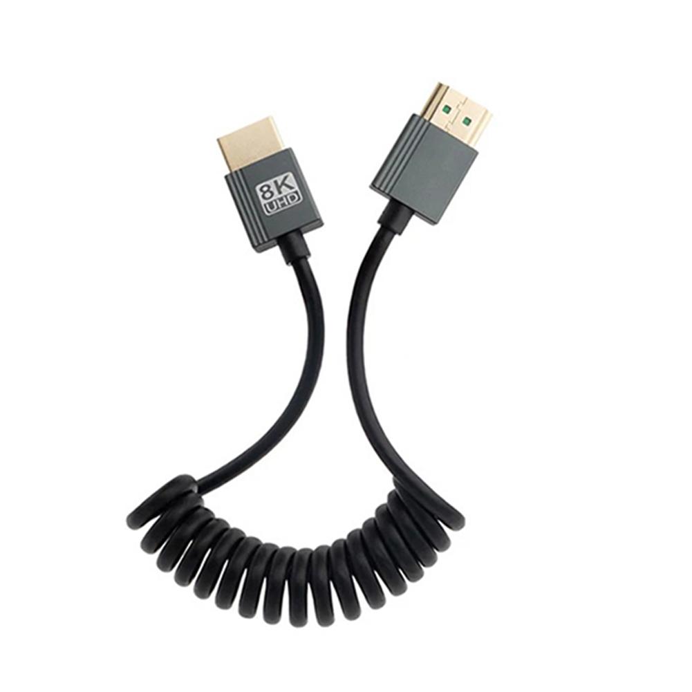 8K Ultra HD HDMI-Compatible To HDMI-Compatible Coiled Cable 8K@60Hz 4K@120Hz Extension Converter for Camera/Camcorder/PC/Monitor