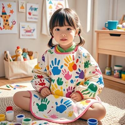 New Polyester Kids Painting Apron Waterproof Long Sleeved Cooking Apron Cosplay Costume Art Bibs