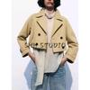 Autumn New Women's Clothing Lapel Double Breasted Classic Long Sleeves Short Trench Coat 3046242 3046259