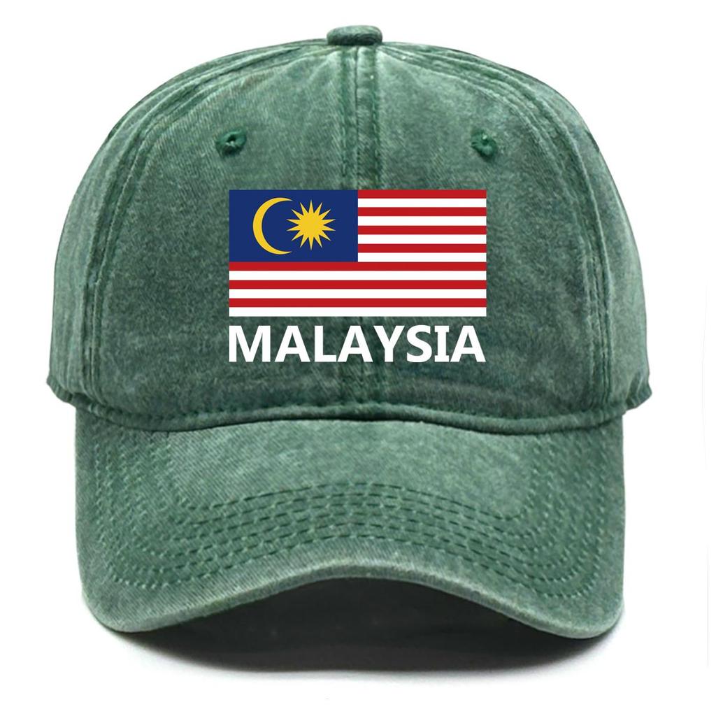 Flag of Malaysia Print Snapback Baseball Hat, Patriotic Trucker Hat Washed Simple Retro Sun Protection Adjustable Baseball Cap
