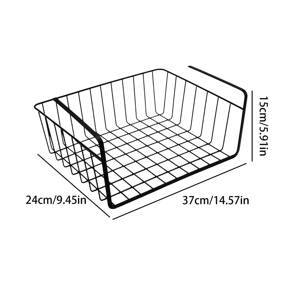 

Under Shelf Hangable Basket Stainless Steel Bookshelf Organizer Under Shelf Organizer For Laundry Room Cabinet Shoe Bench Closet чорний