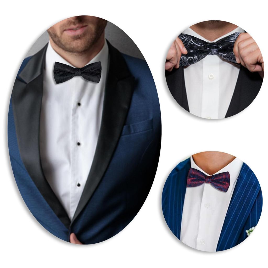 [NazyJnn] Men's Bow Tie, Floral Pattern, Glossy, Business Bow Tie, Stylish, Hook Closure, Easy to Put On and Take Off, Adjustable, Perfect for