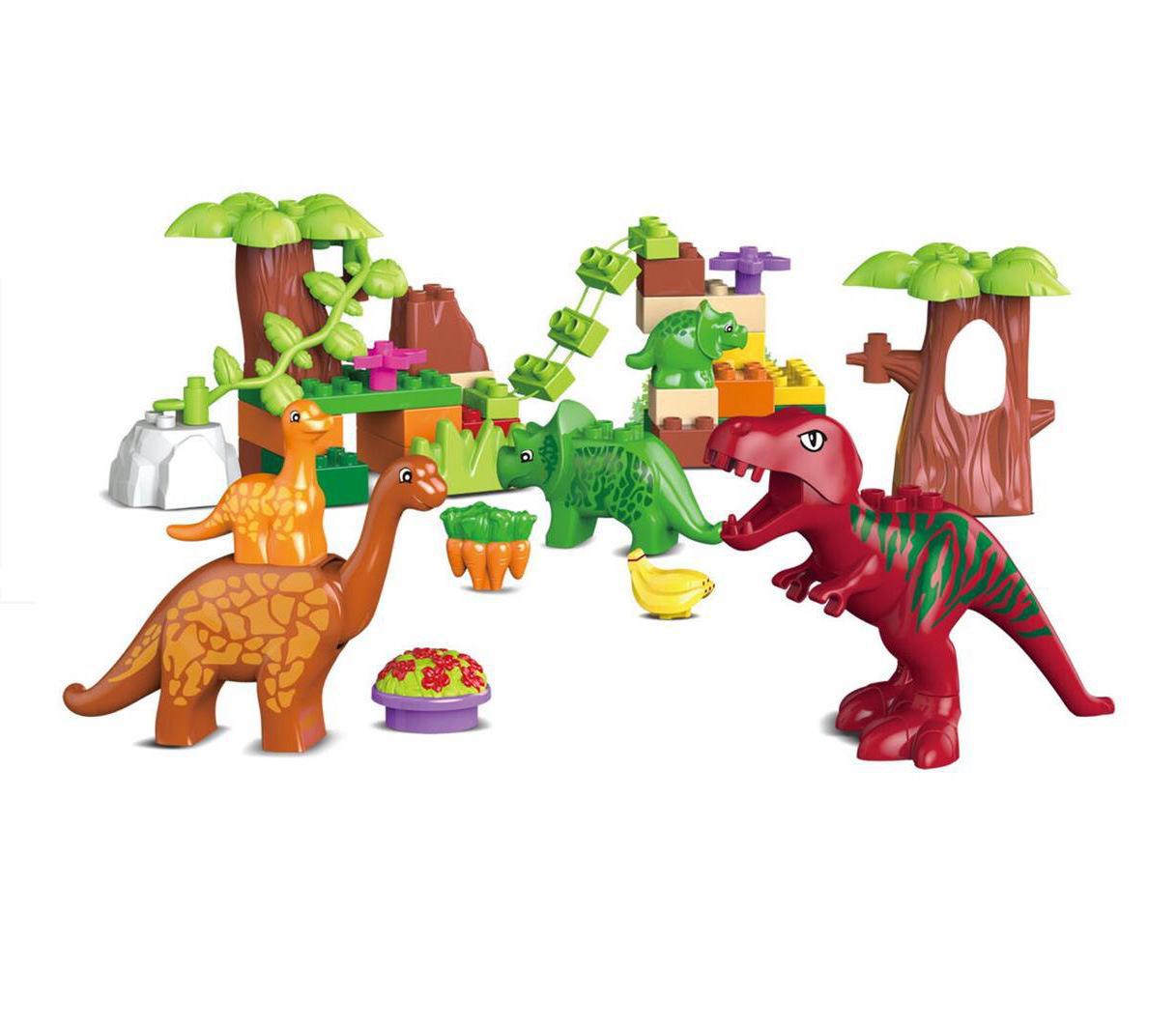 

Парк динозавров, 40 деталей, головоломка своими руками, строительные блоки с сумкой для переноски – большие детали для детей 37*25*4cm